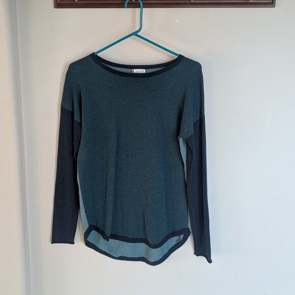 Smartwool Women's Shadow Pine Colorblock Sweater  Medium Twilight Blue Heather - Picture 3 of 8